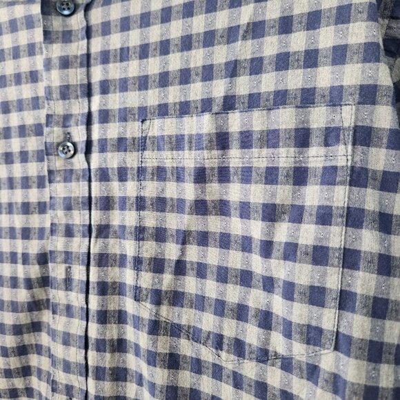 Goodfellow Men's Button Down Dress Shirt Blue and White Plaid Slim Fit. Sz Large - Picture 13 of 14